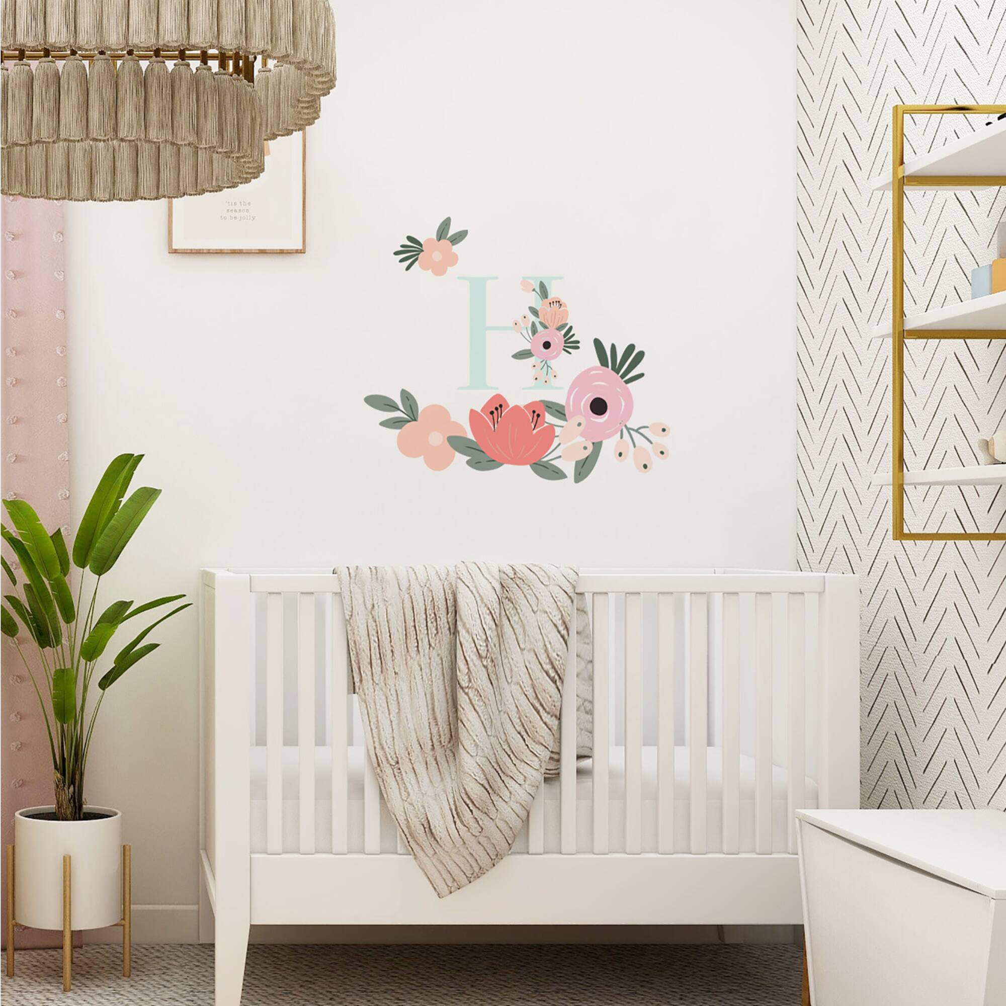 RoomMates Floral Monogram Peel & Stick Giant Wall Decal Set
